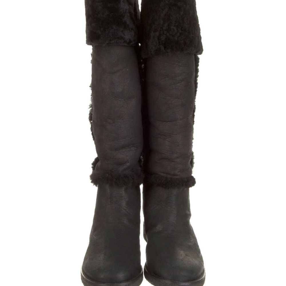 Diane von Furstenberg Leather Knee-High Riding Boots. Size 10 black. See pics